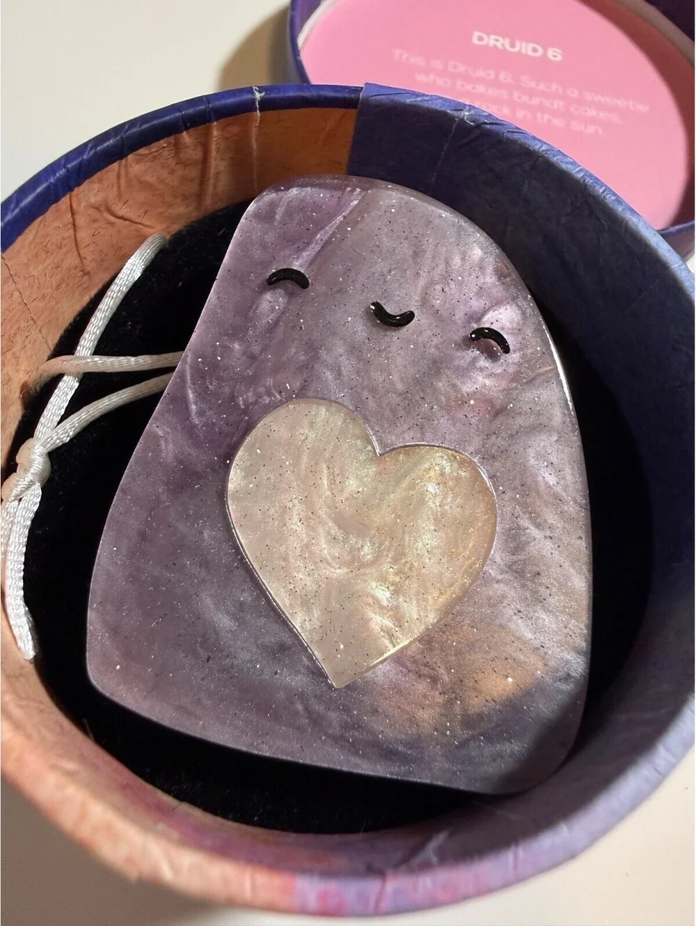 Druid 6 Brooch - Erstwilder x Pete Cromer 2020 Purple Heart Art Rock Resin Pin